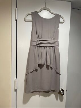 BCBGMaxAzria Taupe High-Low Pleated Waist Dress